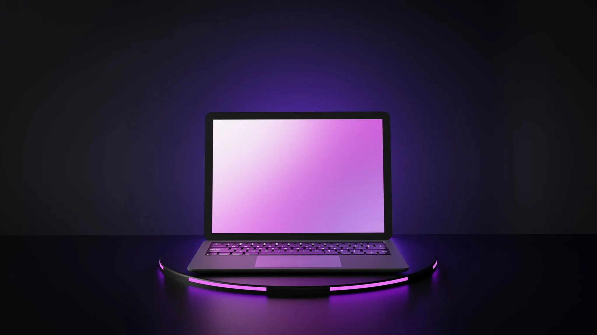 notebook s fialovým podsvícením